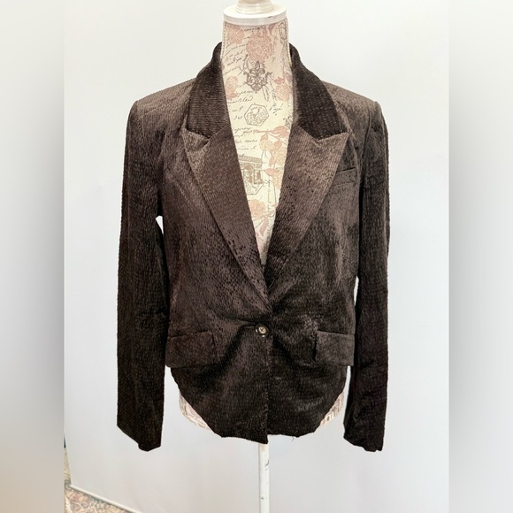 DEMOCRACY Brown corduroy crop blazer size S - Picture 8 of 13